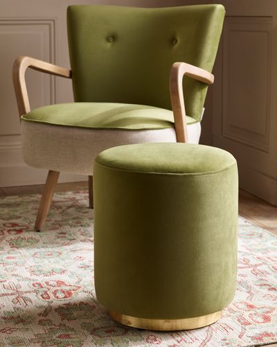 Carnaby Footstool in Apple Green Velvet
