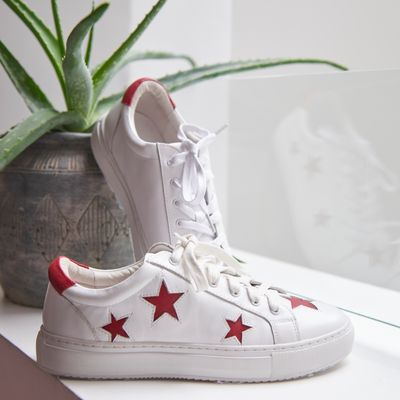 Cocorose London Hoxton White with Red Stars trainers