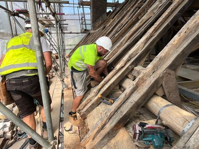 Roof work taking place at All Saints Church.