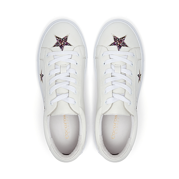 Hoxton Off-White with Multi-Glitter Stars trainers from Cocorose London