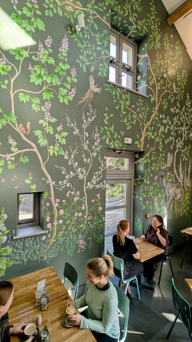 The Freddie Whimsett mural in Levens Kitchen, at Levens Hall and Gardens, the South Lakes, Cumbria.