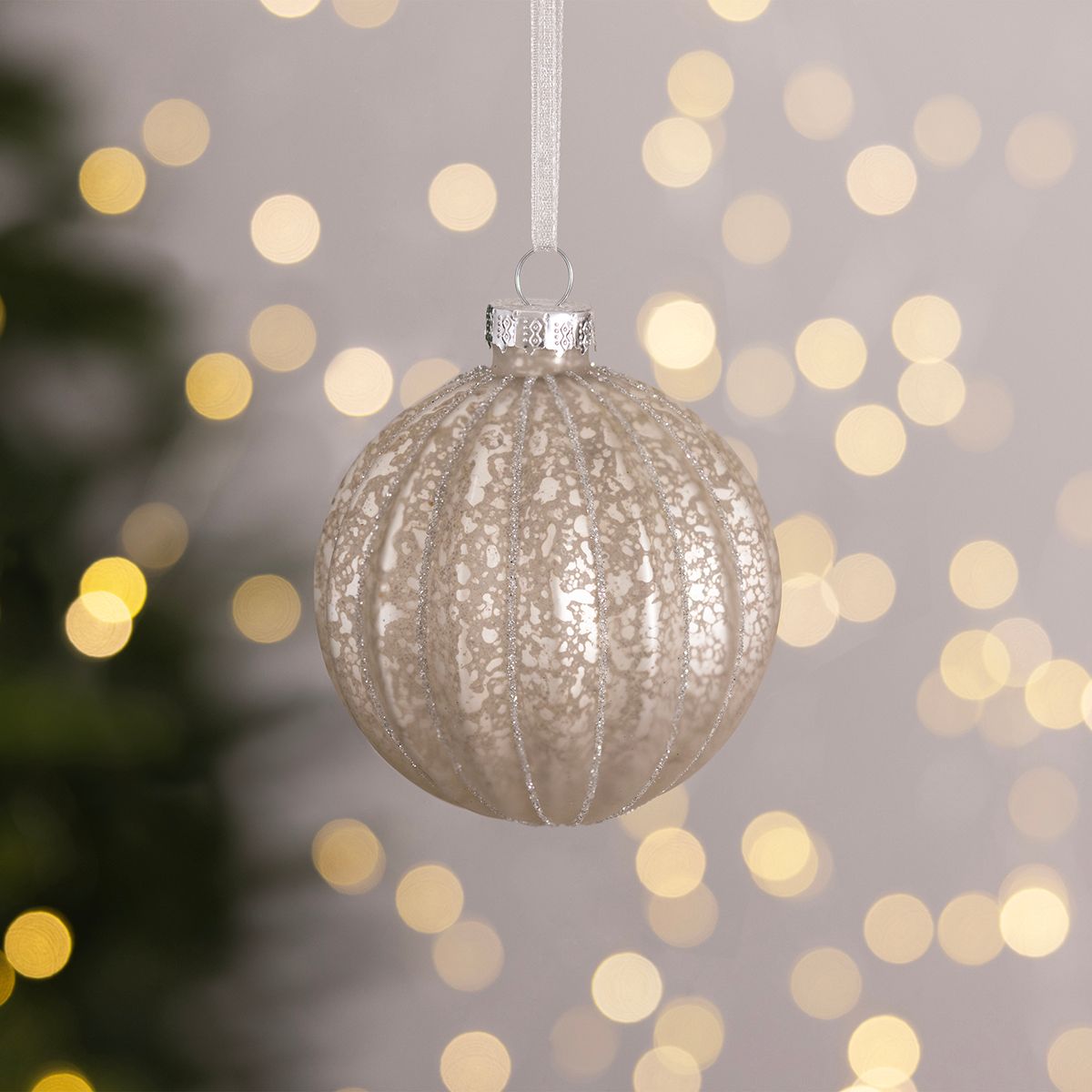 12 Piece Champagne Gold Coloured Glass Bauble Collection