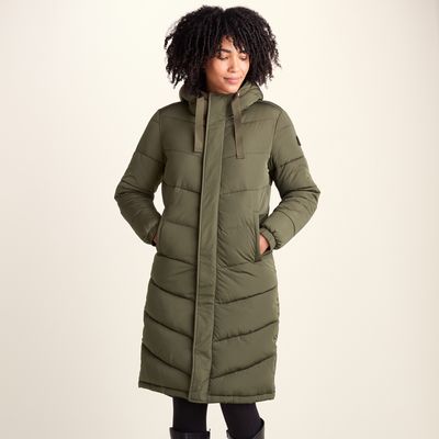Raleigh Womens Long Insulated Jacket - Khaki