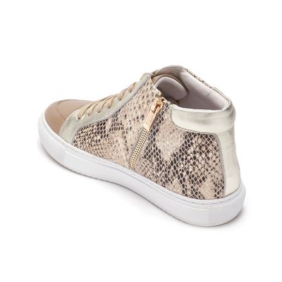 Finsbury Champagne Snake Print High-Top Trainers from Cocorose London