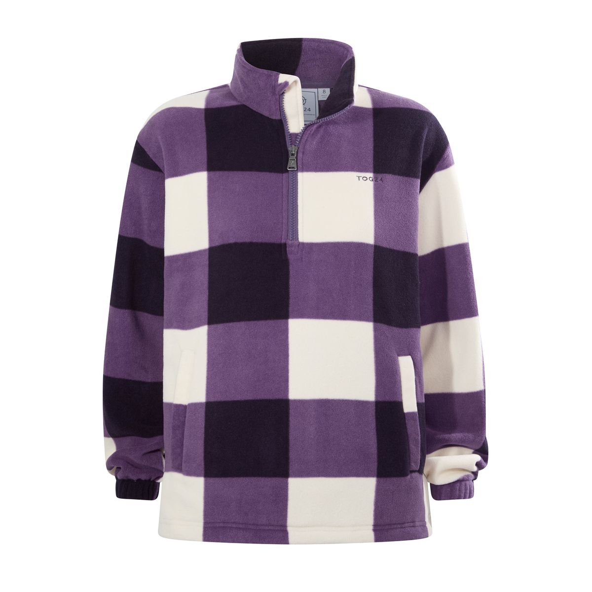 Stones Womens Checkerboard Half Zip Fleece Pullover - Smokey Purple Gingham