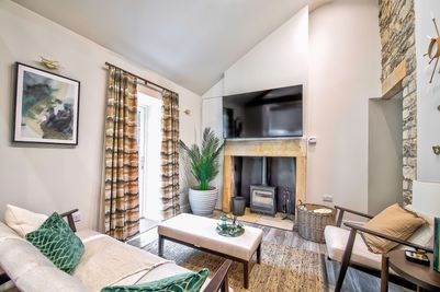 Lounge area at the Toll Bar Luxury Villa at Langley Castle, Northumberland, UK