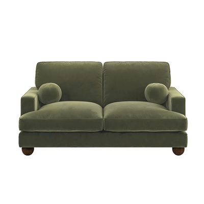 Solace+Co Addison 2 Seater Khaki Green Velvet Sofa