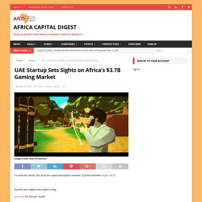 Screencapture of Africa Capital Digest | News & Insight for Africa's private capital markets