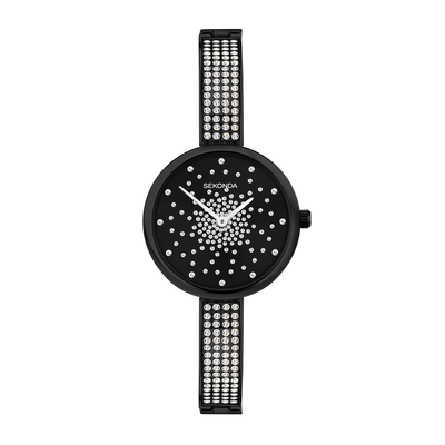 Sekonda Celeste Starlet Ladies Watch | Black Alloy Case & Bracelet with Black Dial | 40632