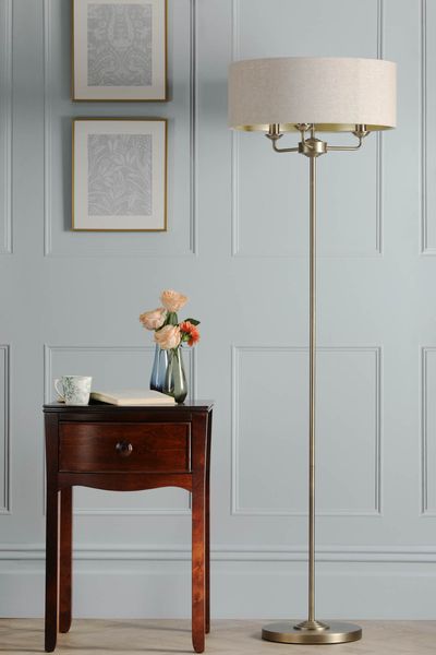 Sorrento 3 Light Floor Lamp in Antique Brass