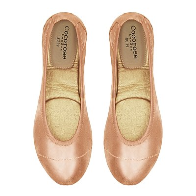 Barbican Rose Gold Shimmer Ballerina Pumps by Cocorose London