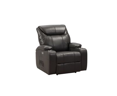 Cinema Grey Electric Leather Recliner Armchair With Two Cup Holders