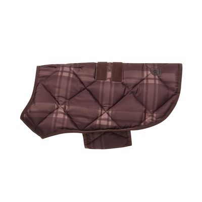 Bark Checked Padded Dog Coat - Chocolate Brown