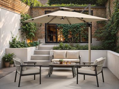 SOLACE+CO Kyla 4 Piece Garden Sofa Set with Coffee Table Beige