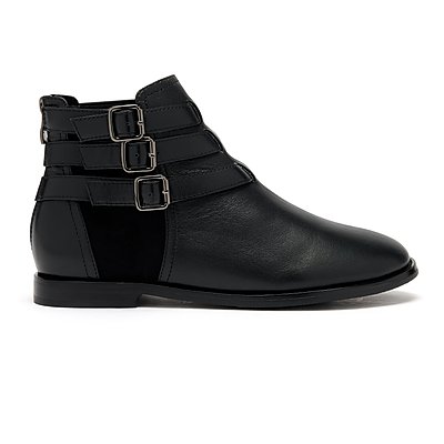 Hampstead Black Leather Ankle Boots With Three Straps & Zip  from Cocorose London