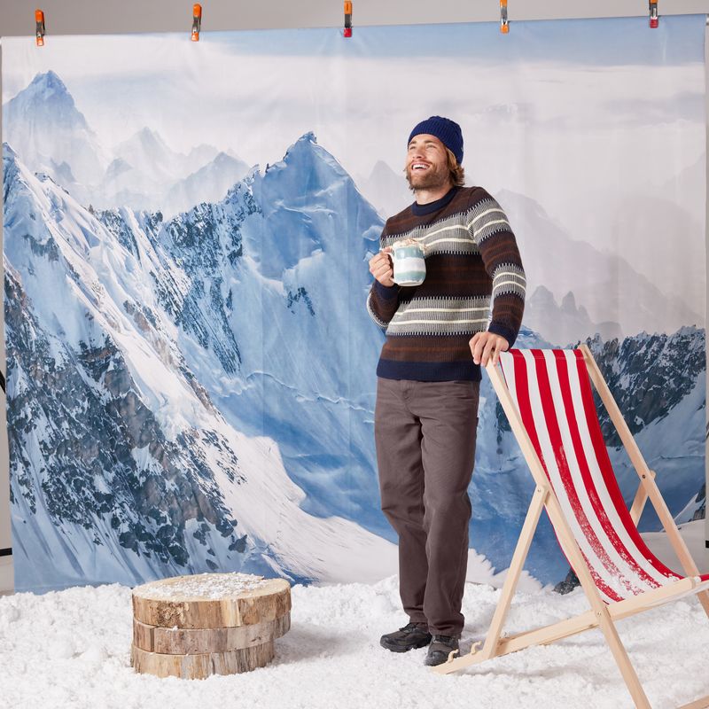 Milo Mens Fairisle Inspired Crew Knit Jumper - Deepest Blue Fairisle