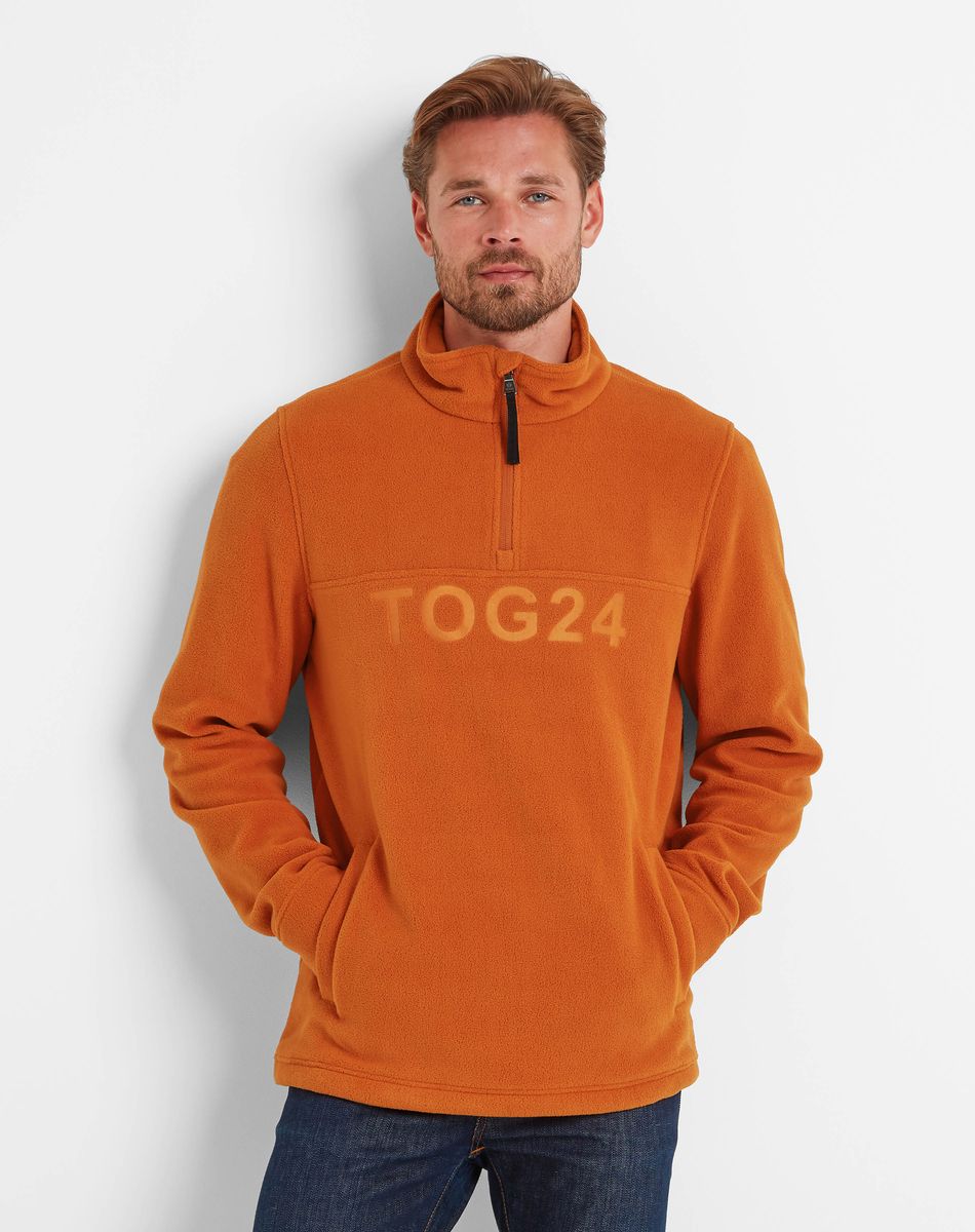 Brandon men's fleece zip neck - dark orange