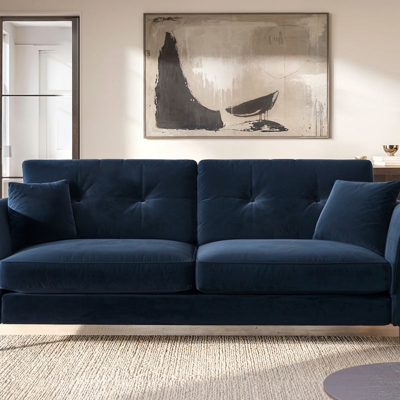 Solace+Co Ellison 3 Seater Navy Velvet Sofa