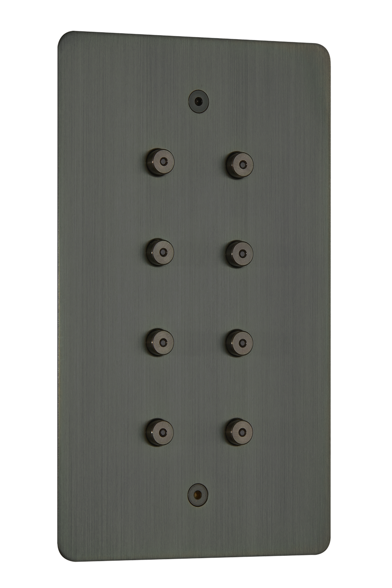 8 gang vertical buttons with LEDs, Jordan bronze finish