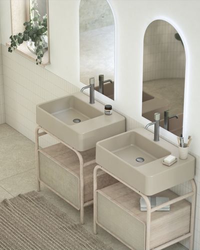 Deck Mounted Basin Tap in Silver Steel