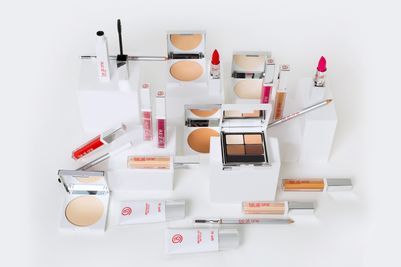 Cosmetics collection with makeup products on display