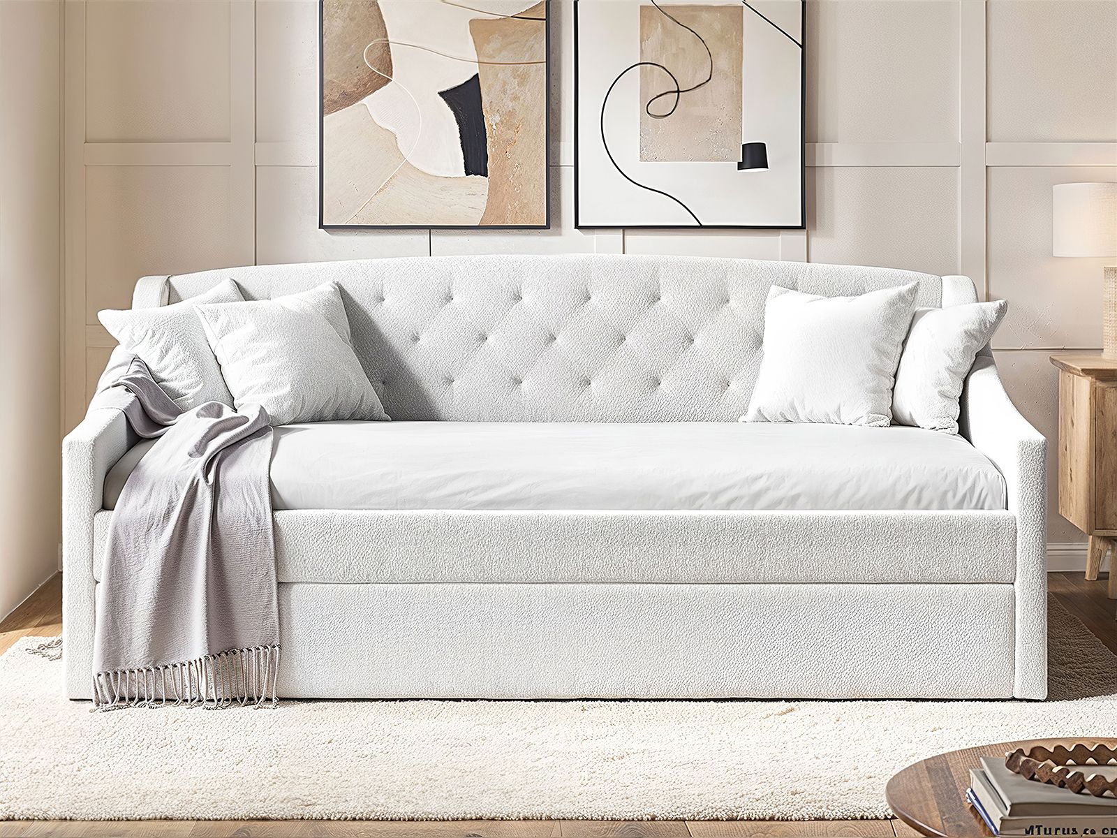 Flair Aurora White Bouclé Daybed