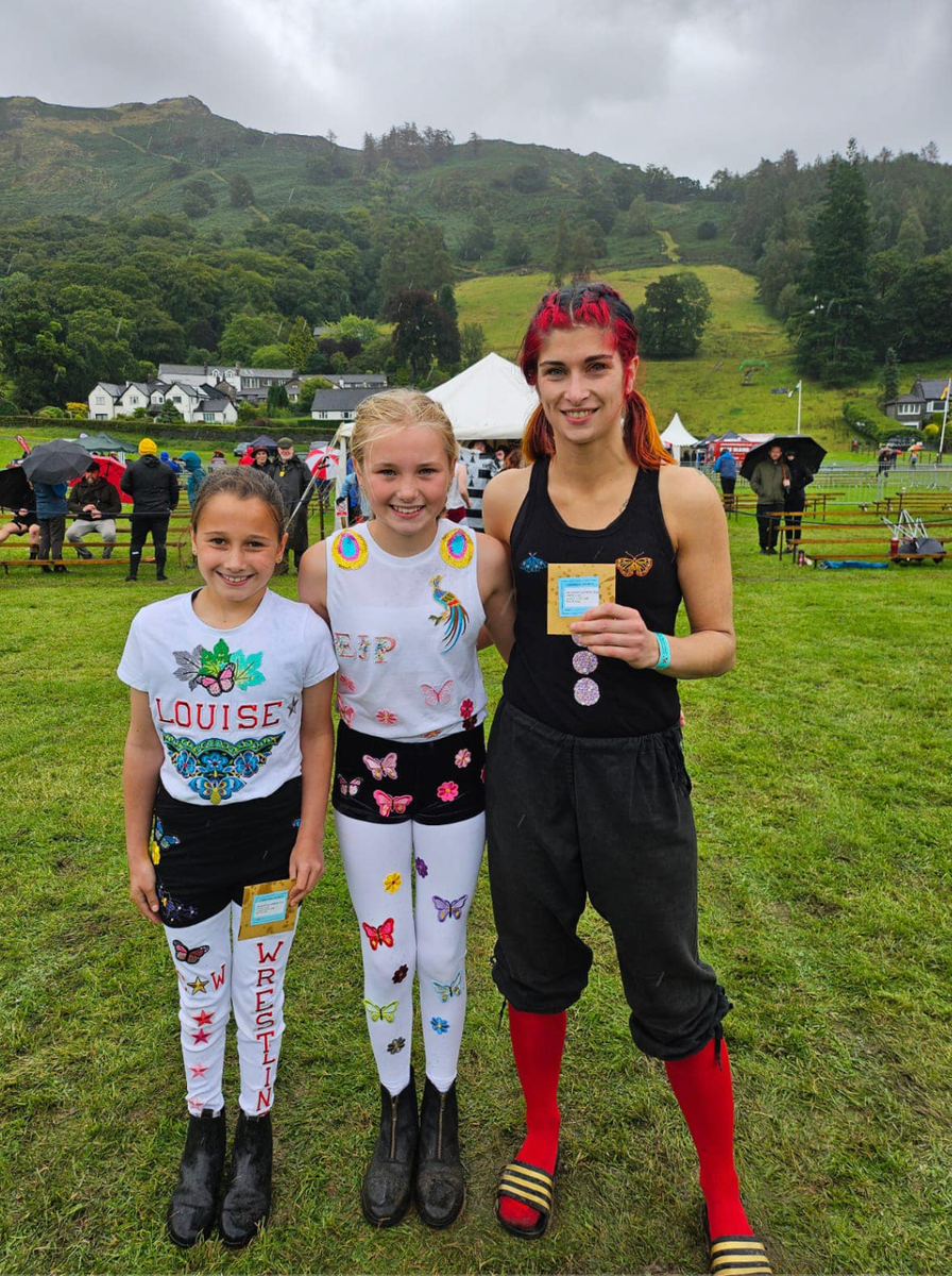 Ladies costume competition winners in the Grasmere Lakeland Sports and Show 2024 contest for Cumberland & Westmorland wrestlers. 