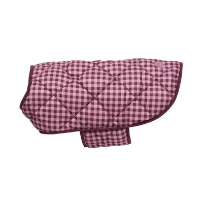 Bark Gingham Printed Padded Dog Coat - Mauve Gingham