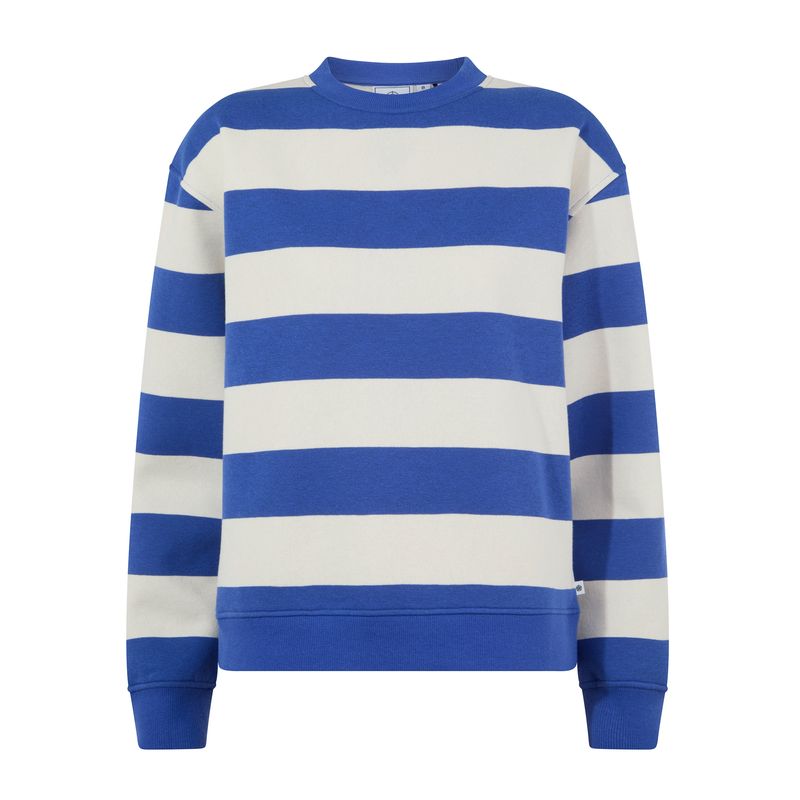 Yuri Womens Supersoft Crew Neck Striped Sweatshirt - Cobalt Stripe