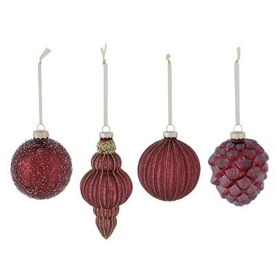 12 Piece Burgundy Glass Bauble Collection