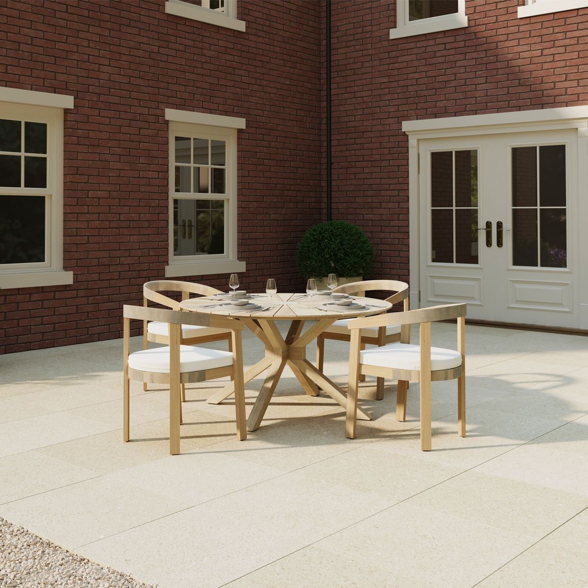 Acacia Round Dining Table with Sundial Top