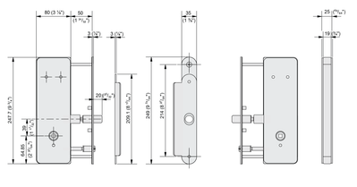 XtraD Heavy Duty Gate Lock by Codelocks Dimensional Drawing