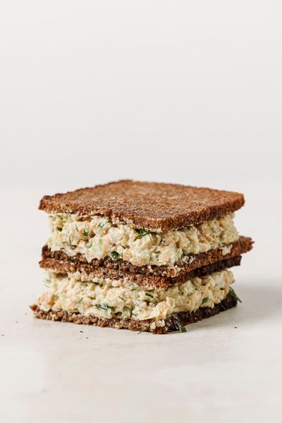 Smashed Chickpea and Rye Bread Stack