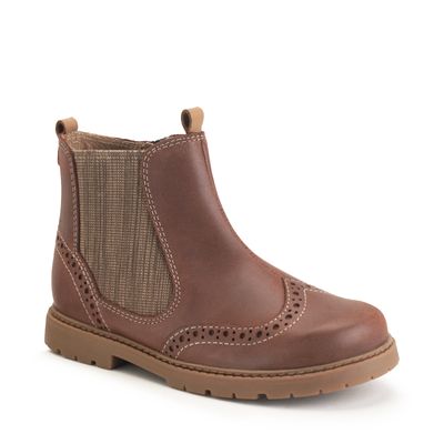 Chelsea Tan leather childrens zip-up boots