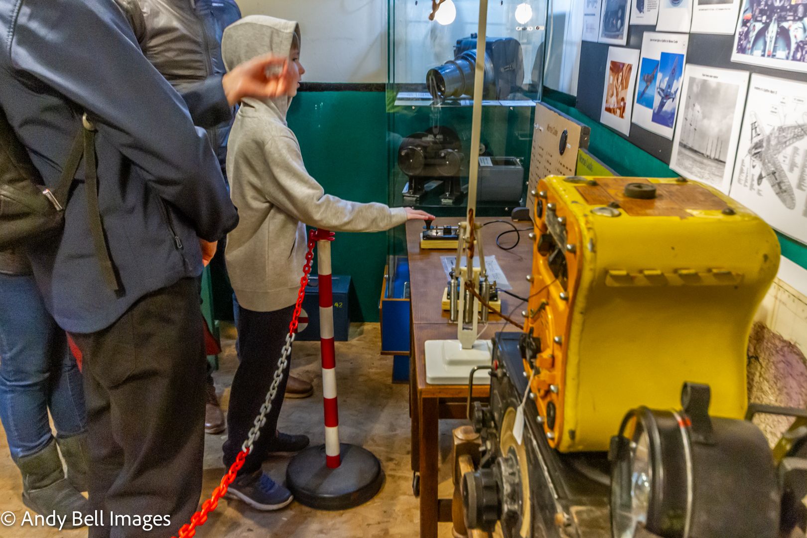 Child tackling Morse Code in  the Spitfire Visitor Centre: Hangar 42, Blackpool