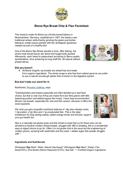 Biona Organic Rye Bread Chia & Flax Fact Sheet.docx.pdf