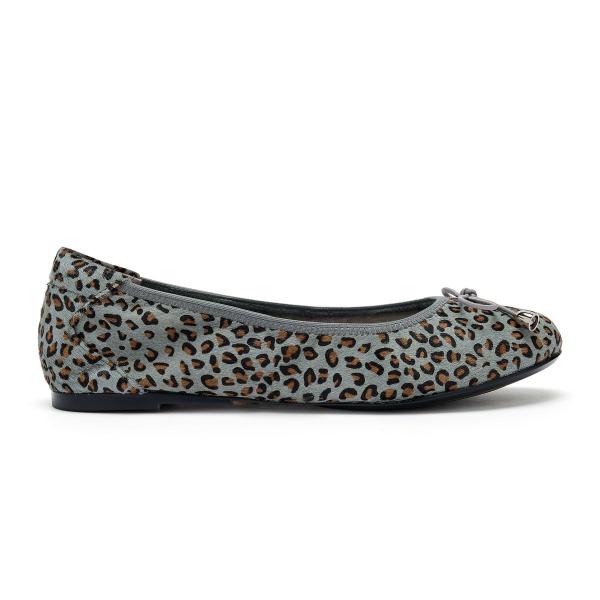 Sandringham Grey Leopard Leather Flats From Cocorose London