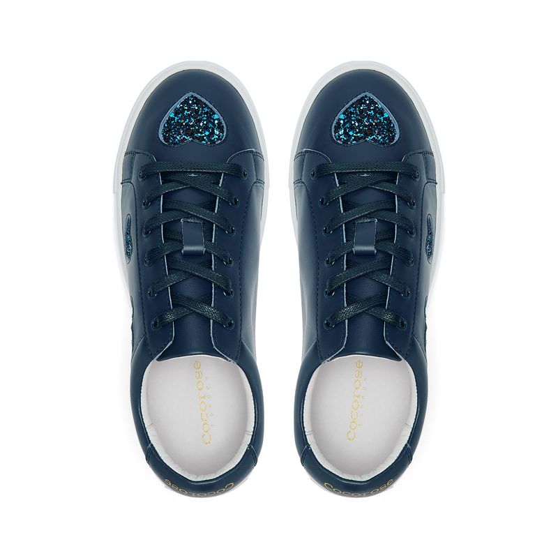 Hoxton-Navy with Navy Glitter Hearts Trainers