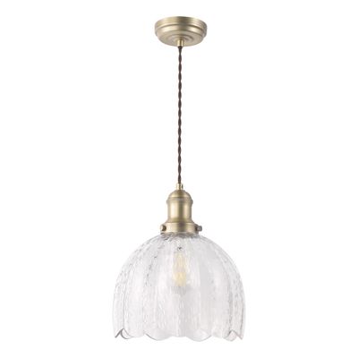 Vintage Pendant in Textured Glass and Matt Antique Brass