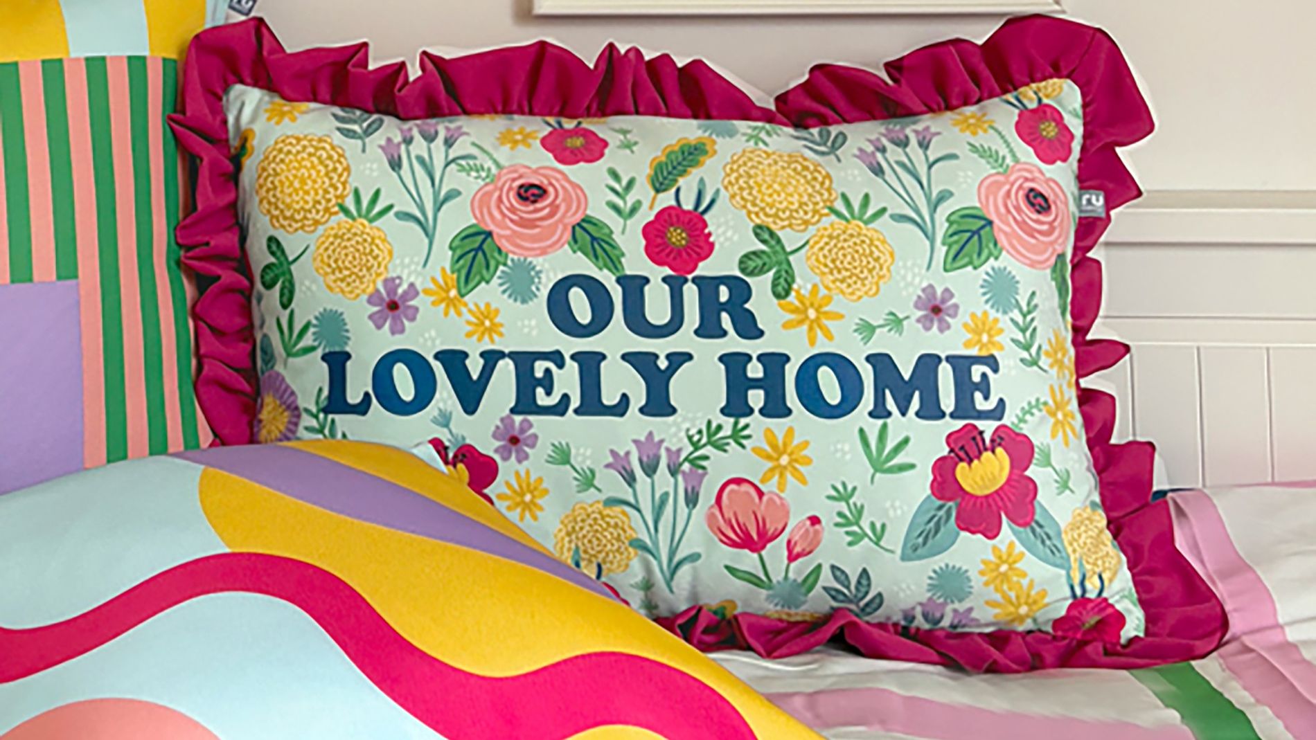 Suggested Header 2000px rucomfy, Frilled Our Lovely Home Cushion  Cerise Pink, £29.99, 8743643.jpg
