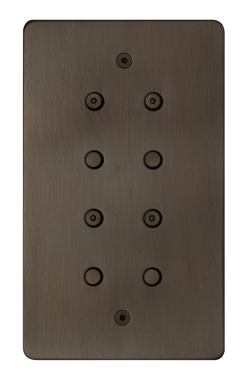 8 gang vertical, 4 buttons with LEDs, chocolate bronze finish