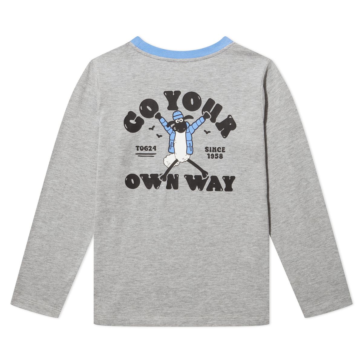 Ryeland Kids Shaun the Sheep T-Shirt LS - Dark Grey Marl