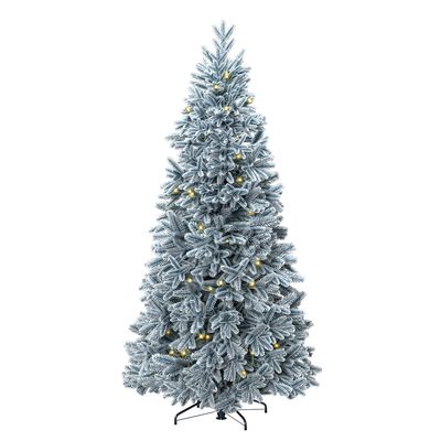 Luxury 6ft Pre-Lit Faux Hinged Snowy Christmas Tree