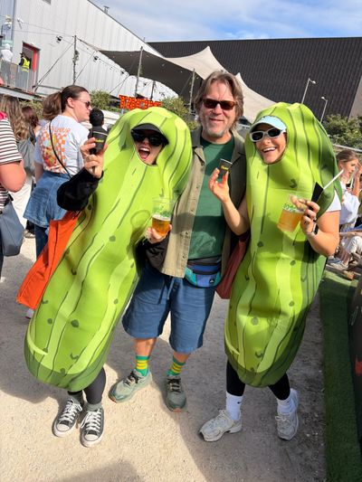 Nick Vadasz, The Picklesman himself, and fans at the inaugural Big Brine at Hackney Bridge, London’s brand-new festival celebrating all things pickled, fermented and brined