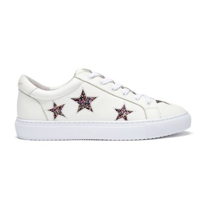 Hoxton Off-White with Multi-Glitter Stars trainers from Cocorose London