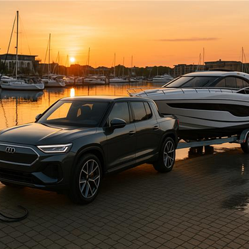 Sunset at the Marina with EV and Boat.png
