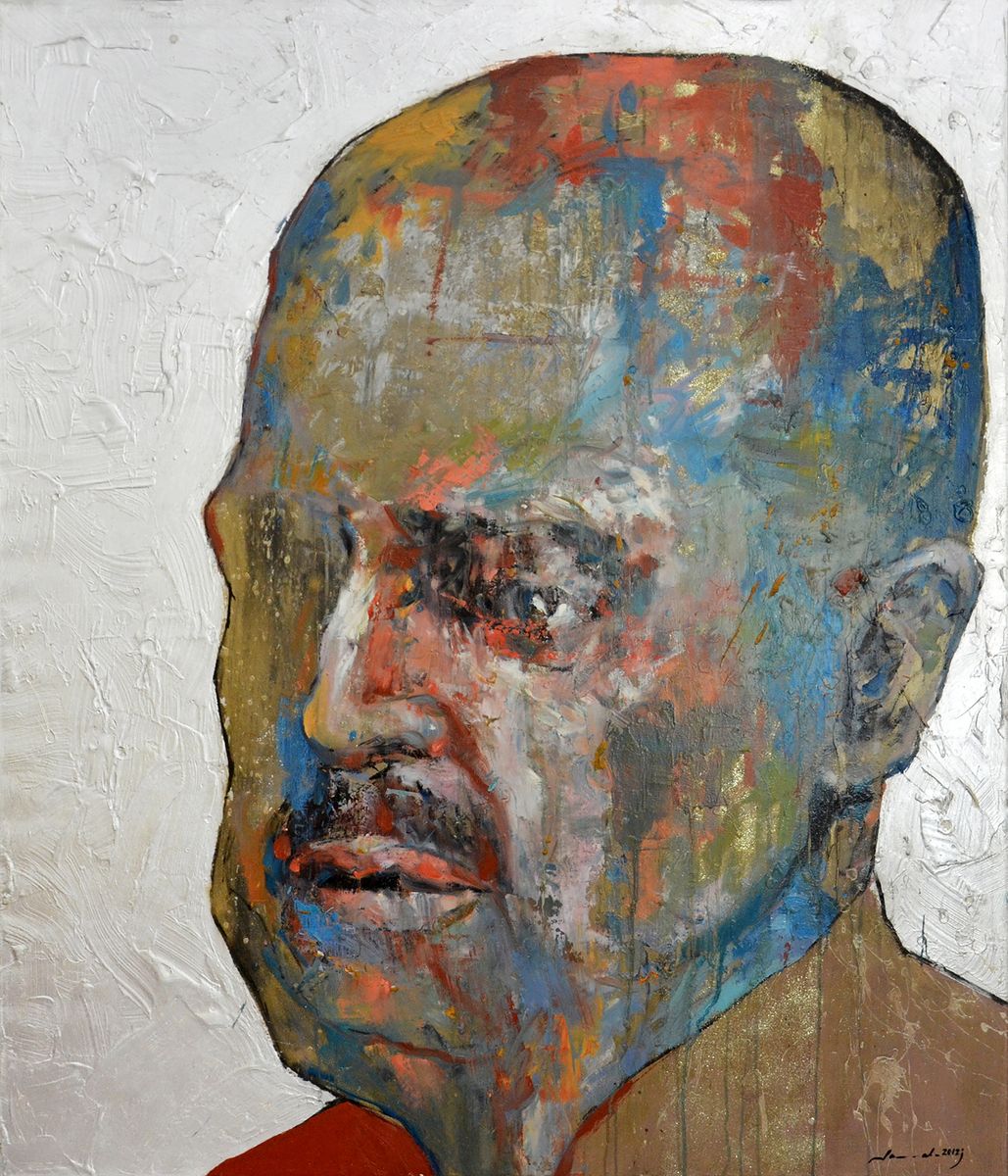 140x120 cm, Marlon Brando, oil on canvas + silver leaf, 2012