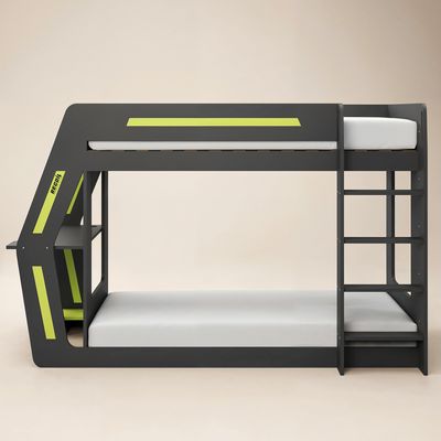 Recoil Alister Gaming Bunk Bed with Desk Charcoal & Green