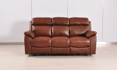 Dandrea Genuine Leather Tan Electric Recliner 3 Seater Sofa