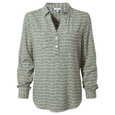 Kadina Women's Shirt Long Sleeve - Green Dash Print